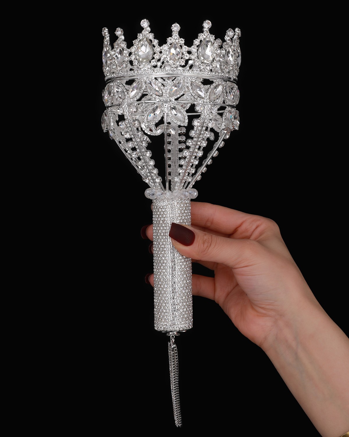 Bridal bouquet holder bridal silver rhinestones crystals for bride